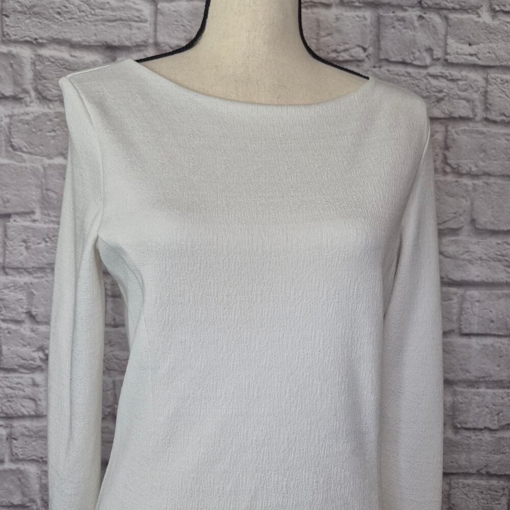 Reiss Agnes Off White Cream Drop Waist Knit Mini Dress Long Sleeve Shift Size 6 - Picture 4 of 13